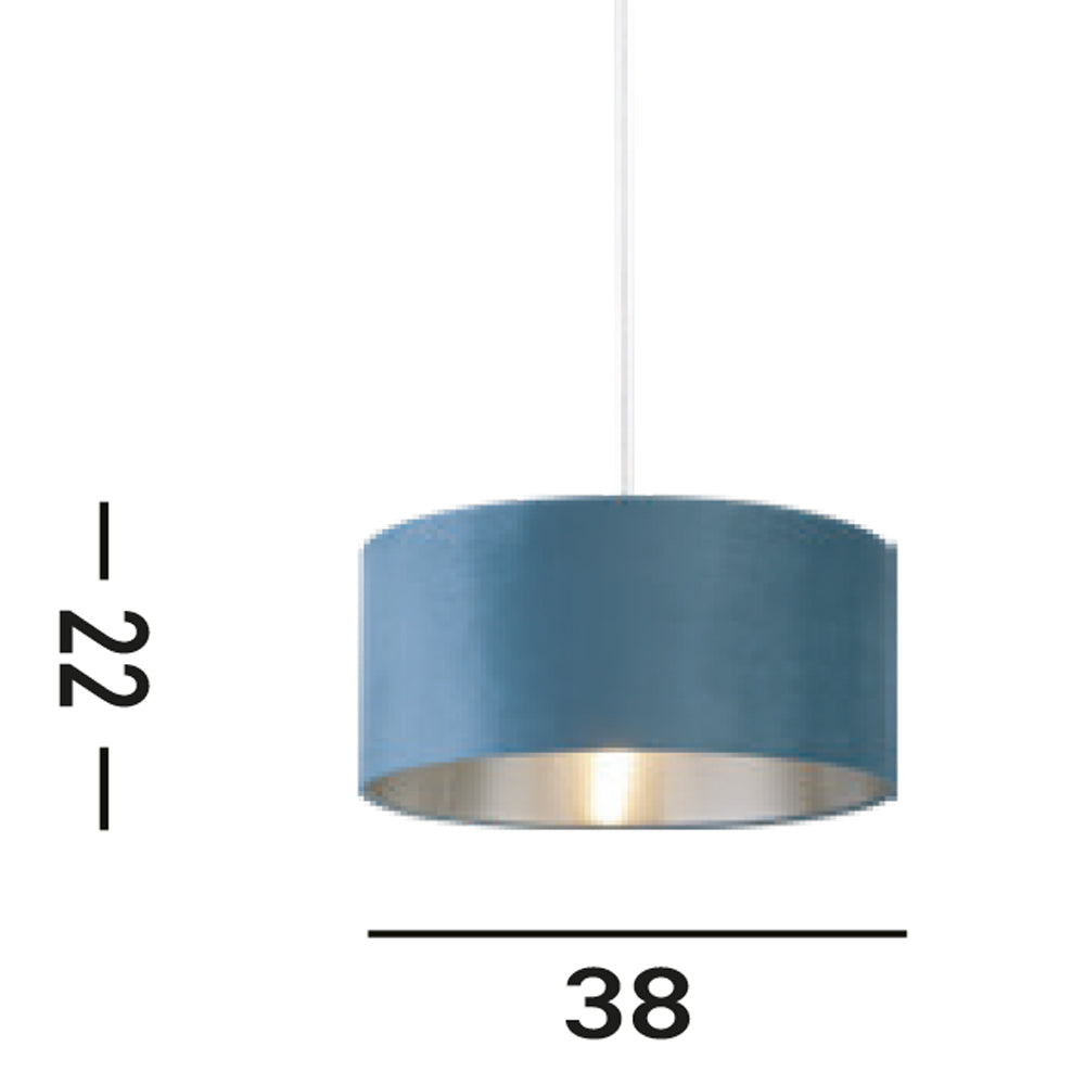 Paralume Contemporaneo Tamburo Tessuto Verde Argento 1 Luce D38Cm