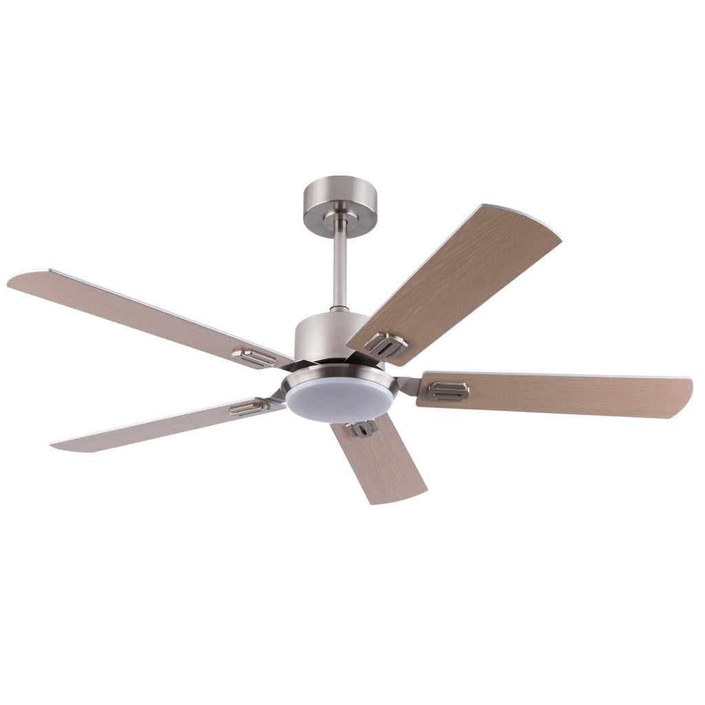 Ventilatore da soffitto con luce LED dimmerabile e telecomando; 6 velocità; nichel