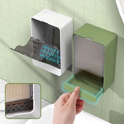 Bacetto per sapone con drenaggio per la doccia - Montaggio a parete - Adesivo auto - Fermo doccia e base - Anti-gocce per la doccia e il lavabo - Rimovibile - Bianco