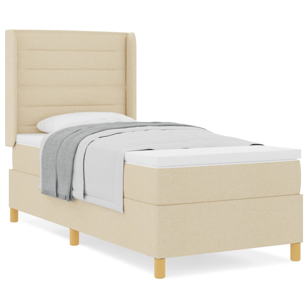 Letto a Molle  con Materasso Crema 90x190 cm Tessuto