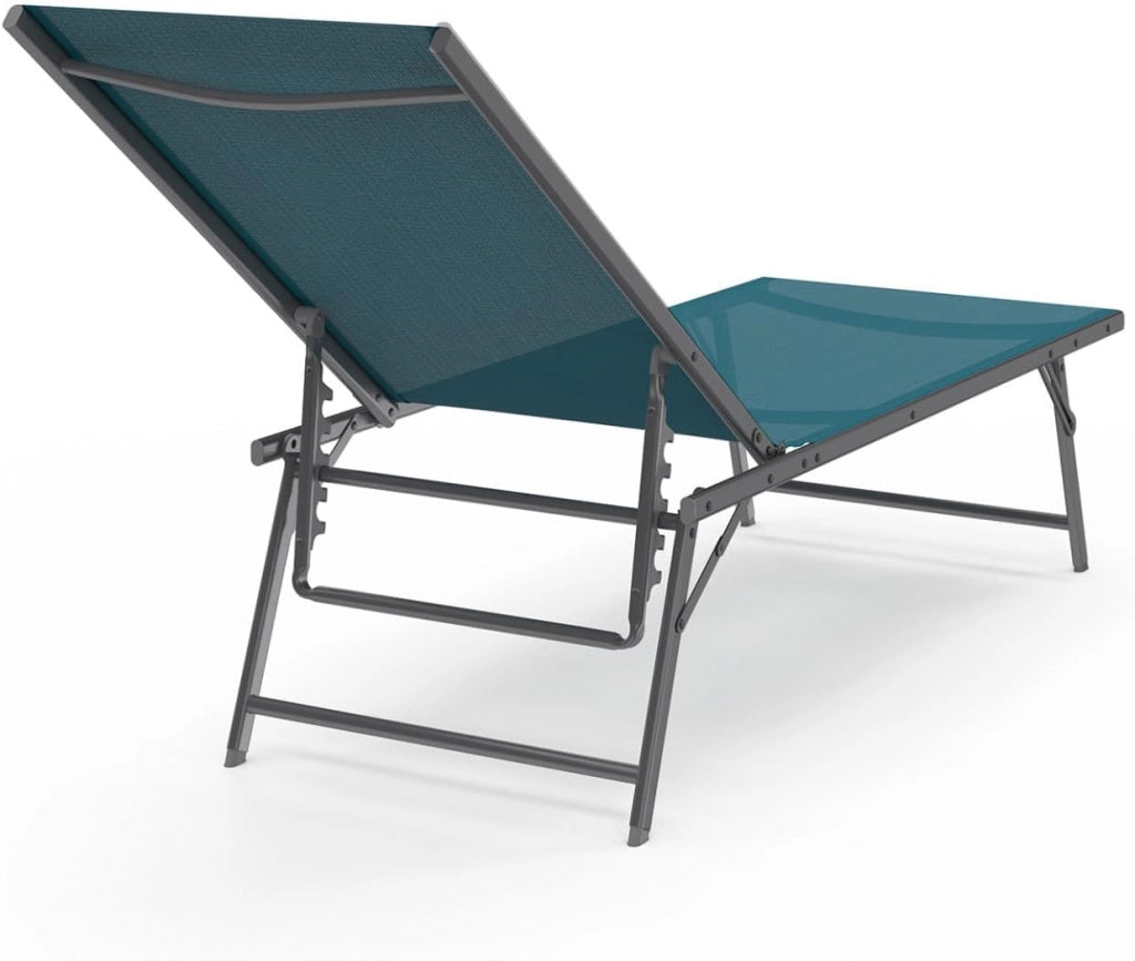 Set di 2 lettini da Giardino reclinabili Kailua in Acciaio Grigio Antracite e Tessuto Blu Anatra