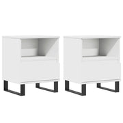 Set di 2 Comodini | Armadio da Notte | Mobiletto da notte Bianchi 40x35x50 cm in Legno Multistrato