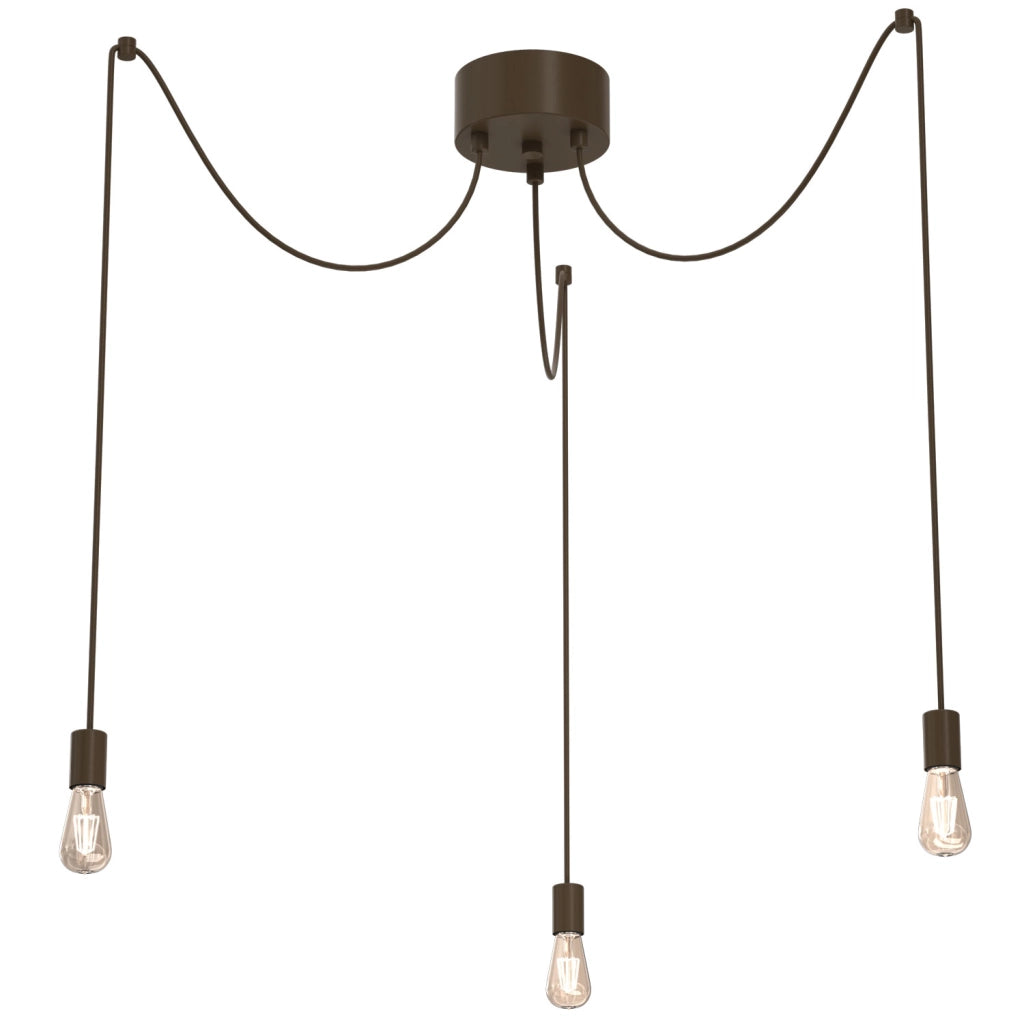 Lampada sospesa Spindel 3xE27 marrone metallo Luminex