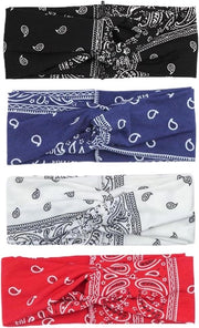 Set di fascette per donne - Accessori di stampa in stile vintage - Fascette boho elastiche di alta qualità - 4 pezzi