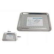 Trade Shop - Vassoio Rettangolare In Acciaio Portata Cucina Piatto Guantiera 40x30cm 66351 -