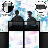 Supporto DJ Booth cabina tavolo pieghevole setup mobile discoteca nero e bianco