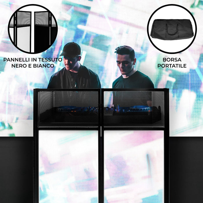 Supporto DJ Booth cabina tavolo pieghevole setup mobile discoteca nero e bianco