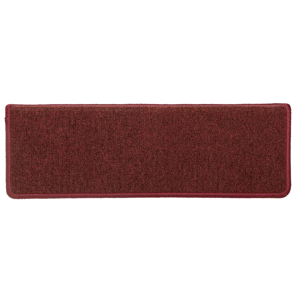 Tappetini per scale 15 pz | Gradini per Scale 65x21x4 cm Bordeaux bordo rettangolare