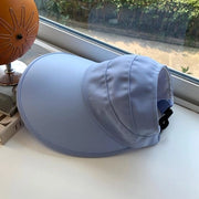 Cappello da sole per donna, bordo ampio, regolabile e pieghevole, cappello da spiaggia con parte superiore cava, protezione UV estiva per l'esterno, UPF 50+, con cordoncino, nero - blu