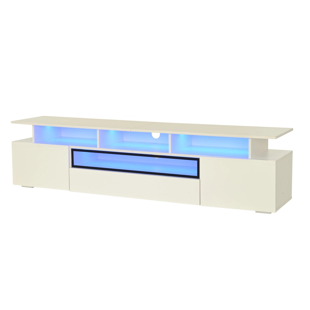Mobile TV con 2 ante; 1 cassetto e luci LED - per soggiorno - 180 x 38 x 45 cm - bianco