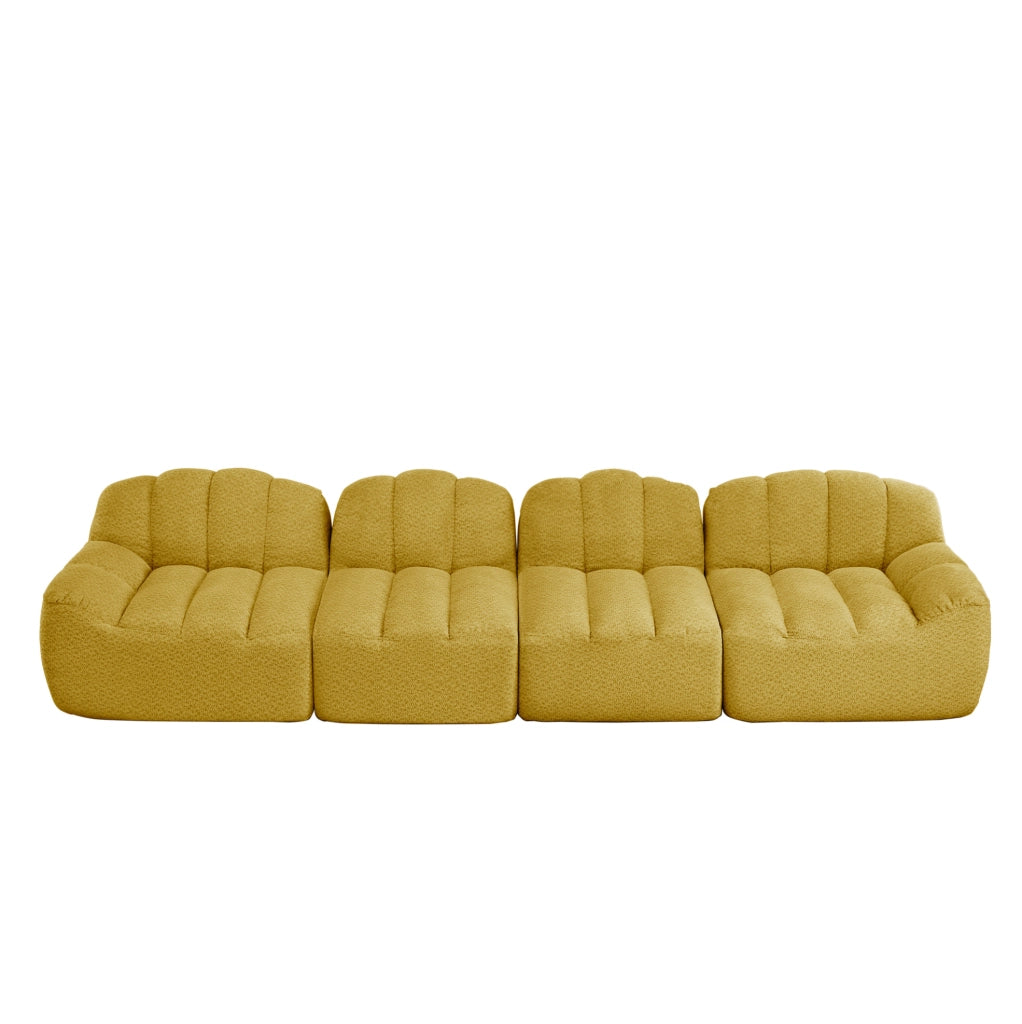 Sofa modulare ad angolo in pile granulato; giallo