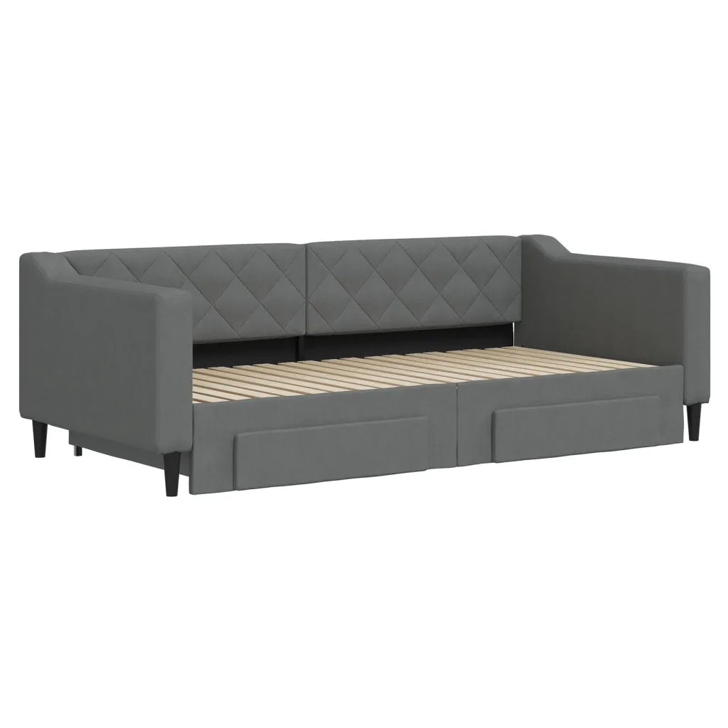 Divano Letto Estraibile Cassetti Grigio Scuro 90x190cm Tessuto 3197473