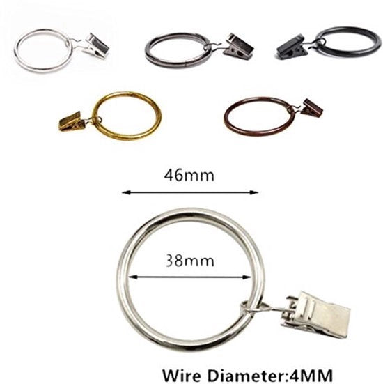 20 pezzi di clip e anello per tende in bronzo, anelli per tende metallici, diametro interno 38 mm / 1,5 pollici, finitura elettroplaccata