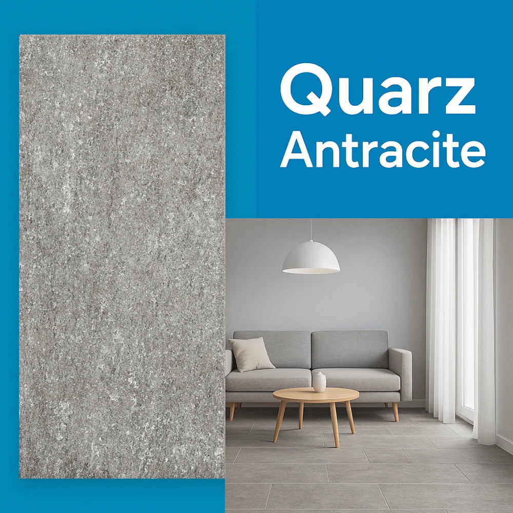 Piastrella gres porcellanato rettificata quarz antracite r10 30x60 cm 0,18m²