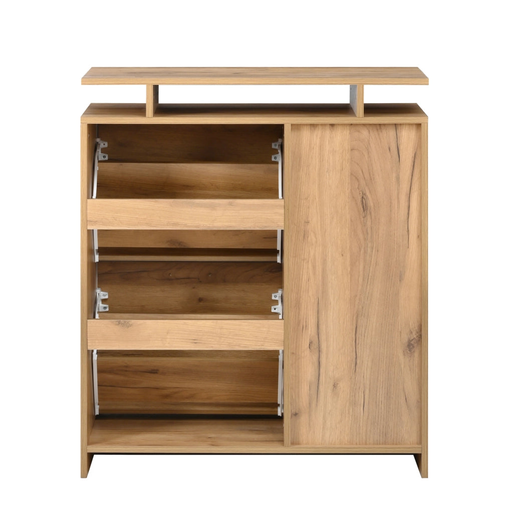 Set ingresso con panca, scarpiera e specchio effetto legno