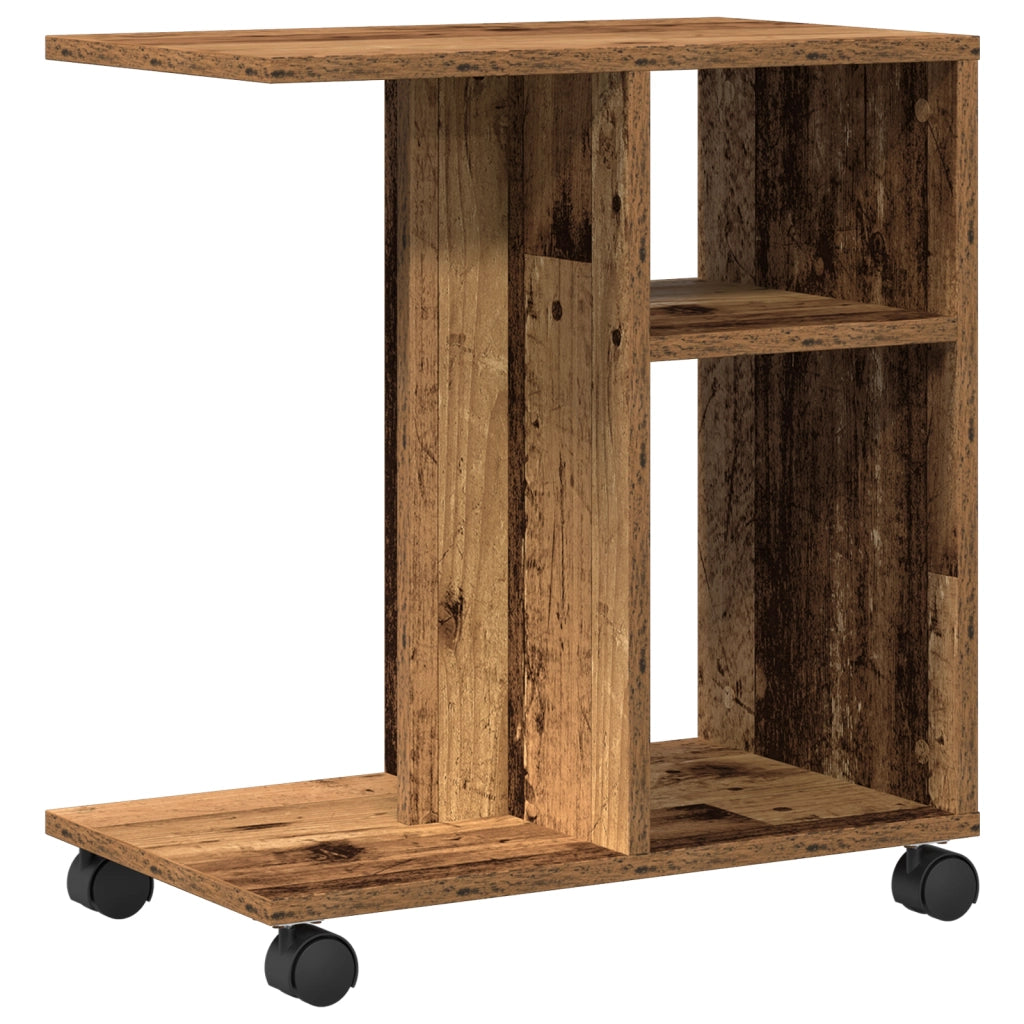 Tavolino  con ruote in legno vecchio 50x30x55 cm in legno ingegnerizzato