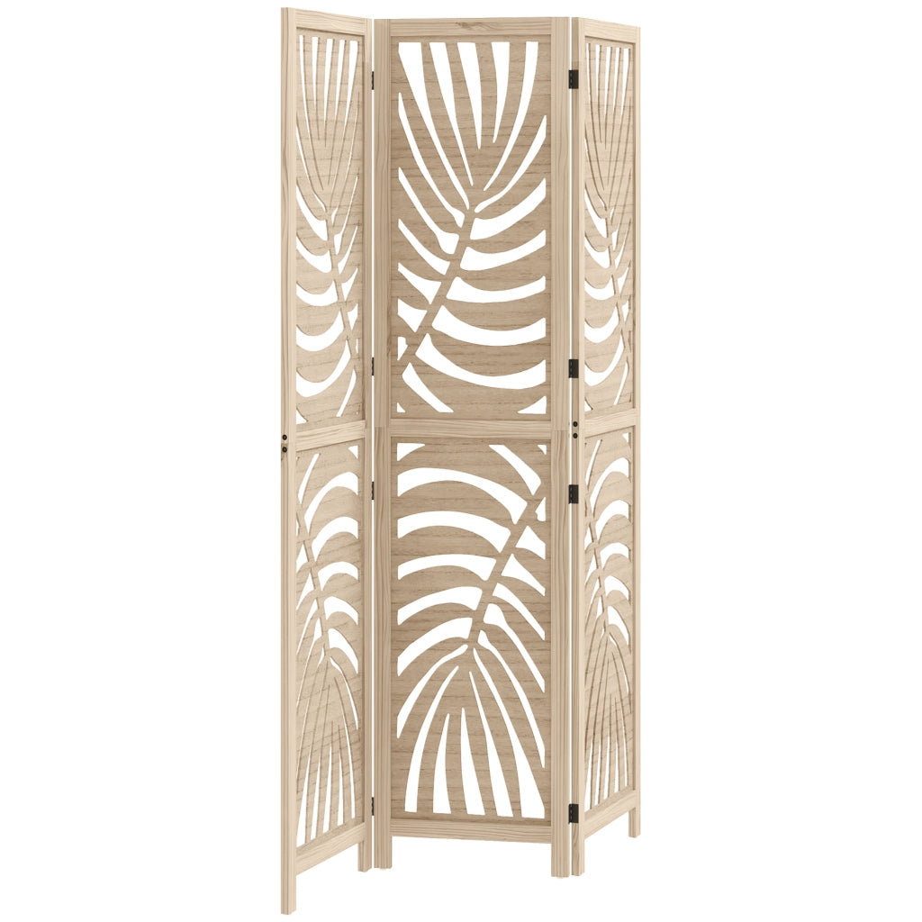 Paravento a 3 Ante Pieghevole in Legno ¨C zephmum ¨C Design Foglie 120x170 cm