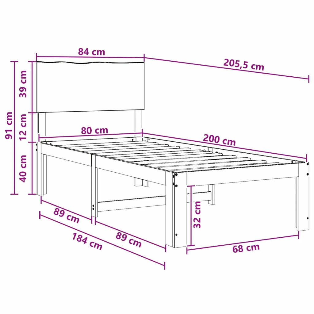 Letto Singolo con Testiera ROSTOCK Marrone Scuro 80 x 200 cm 903410
