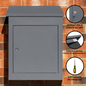 Cassetta postale intelligente e sicura per pacchi e lettere con codice a barre univoco e sistema anti-pescaggio 2 Chiavi Impermeabile Inclusi kit montaggio