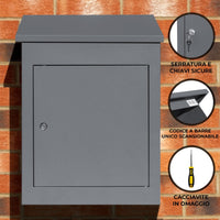 Cassetta postale intelligente e sicura per pacchi e lettere con codice a barre univoco e sistema anti-pescaggio 2 Chiavi Impermeabile Inclusi kit montaggio