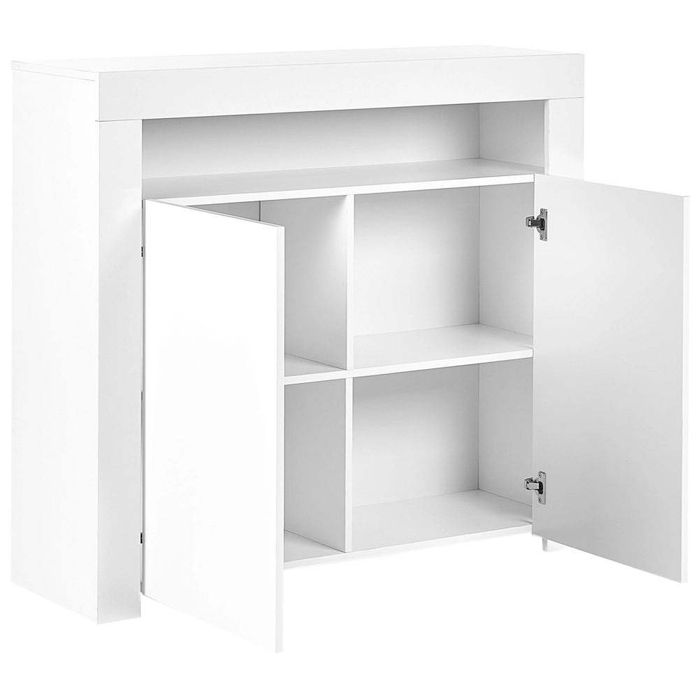 Credenza a 2 ante in mdf bianco truciolare 4 ripiani con illuminazione a led armadio di stoccaggio opaco