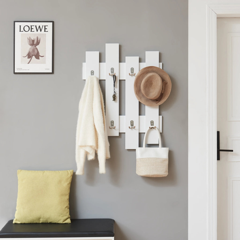 Appendiabiti da Muro Raseborg a 4 Pannelli per Ingresso 80 x 60 cm Bianco [en.casa]