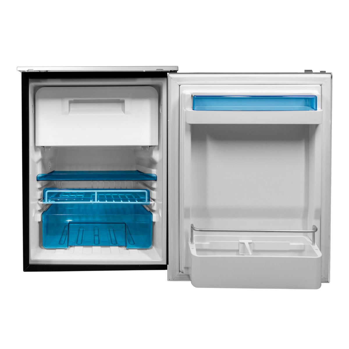 Frigorifero Congelatore 46.5L 12 / 24V DC LED Pannello di controllo Camper Camion Auto roulotte Argento Acciaio Inox