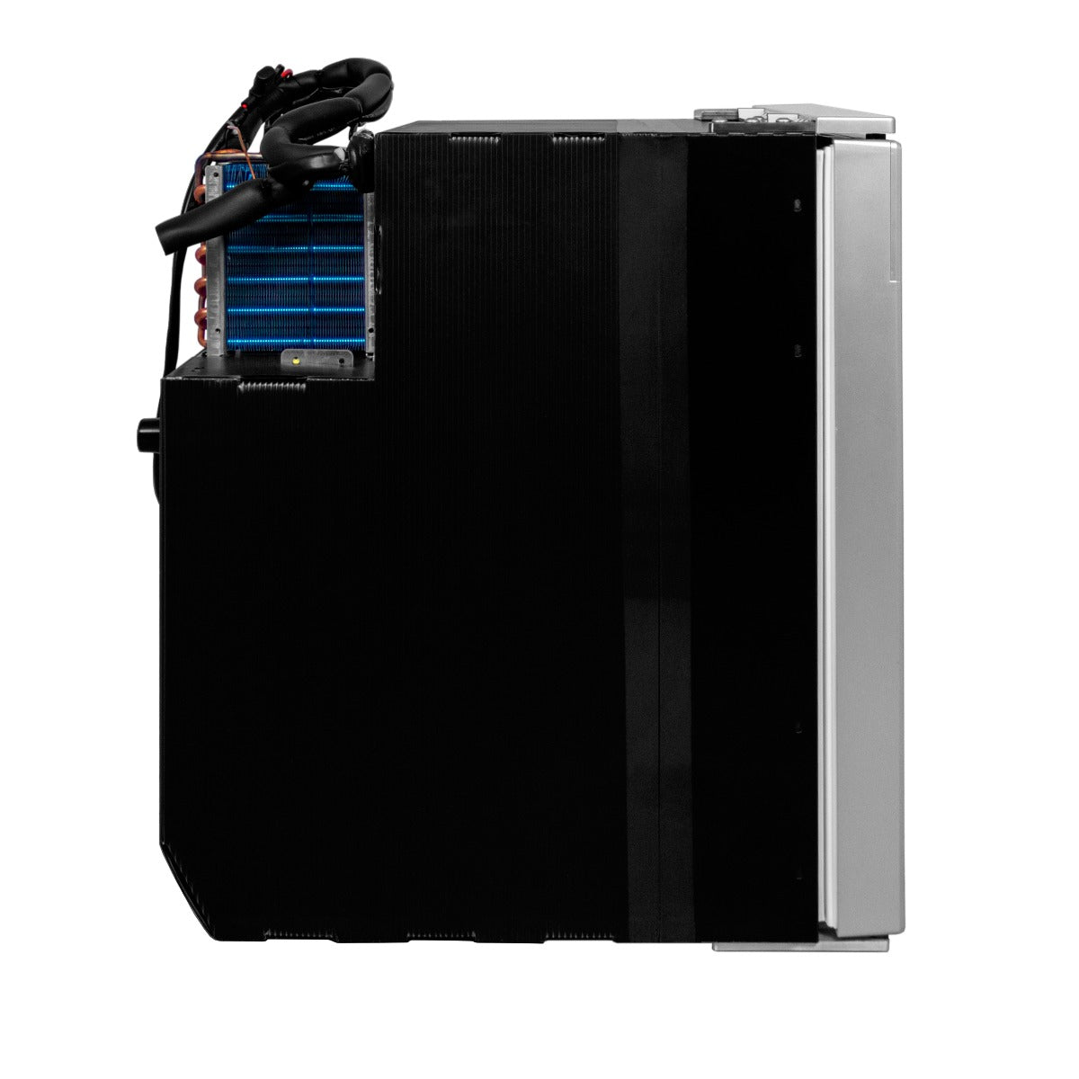 Frigorifero Congelatore 46.5L 12 / 24V DC LED Pannello di controllo Camper Camion Auto roulotte Argento Acciaio Inox