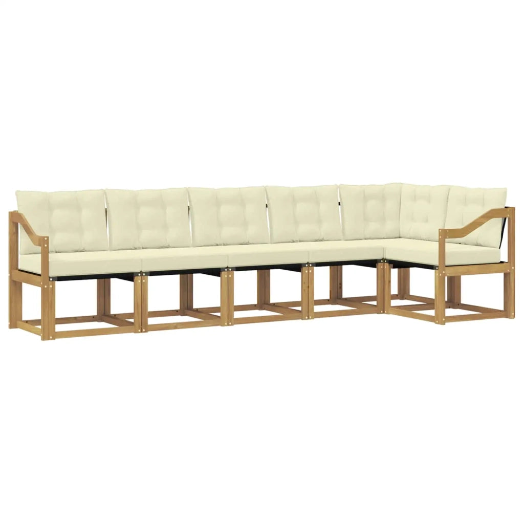 Set di divani da esterno con cuscino 6 pcs Bianco e Crema