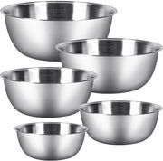 Set di cucchiai da mescolare - Ciotola di miscelazione in acciaio inossidabile - Set a 5 pezzi - Resistenti al lavastoviglie - Spazialmente efficienti - Accessori da cucina - Ideali per la preparazione della pasta
