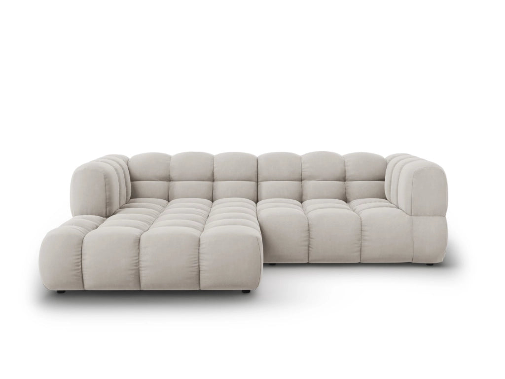 Cosmopolitan Design - Divano angolare modulare sinistro "Sky" 3 posti in velluto beige chiaro 