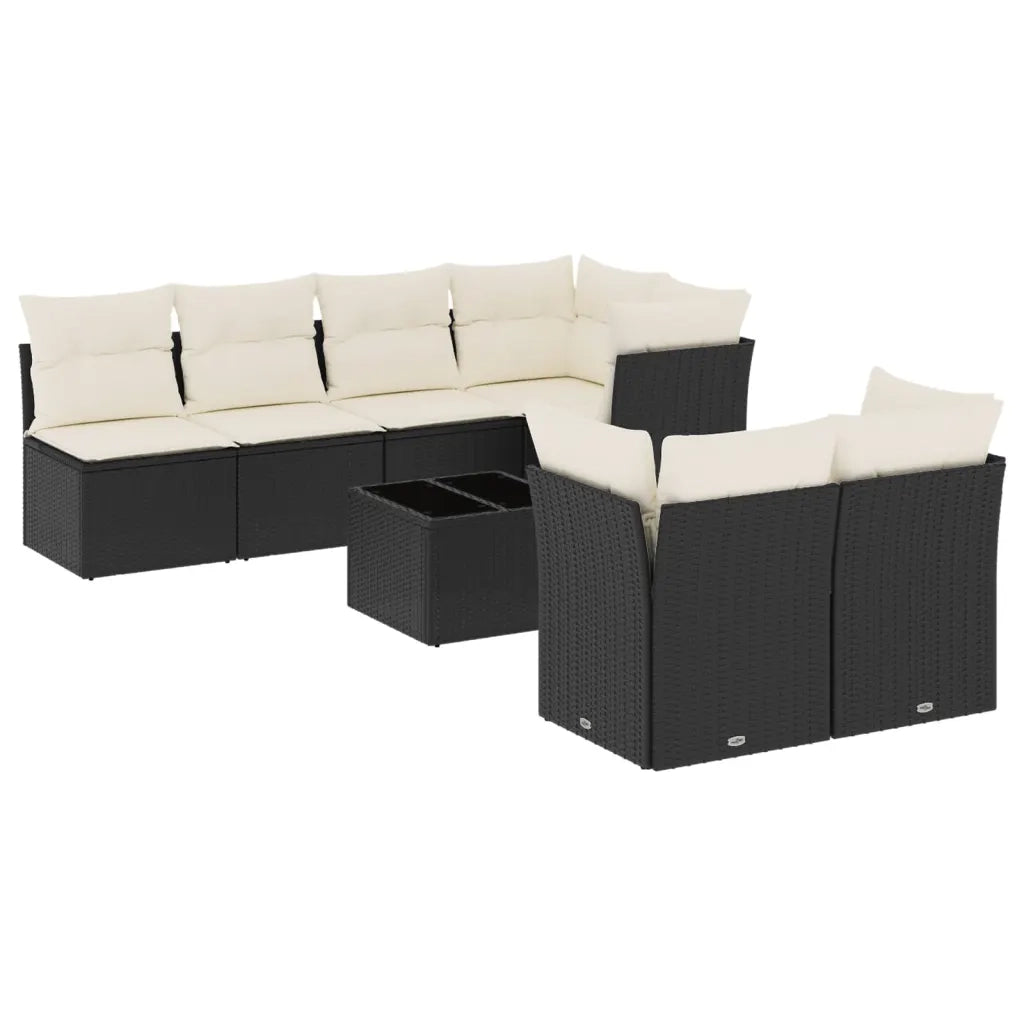 Set Divani da Giardino con Cuscini 8 pz Nero in Polyrattancod mxl 112756