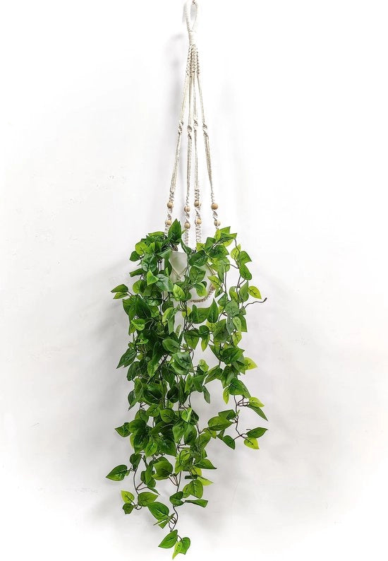 Pianta da appendere con vaso, pianta finta Boho decorazione pianta da appendere, cesto di fiori macramé pianta finta pianta appesa per interni soggiorno balcone