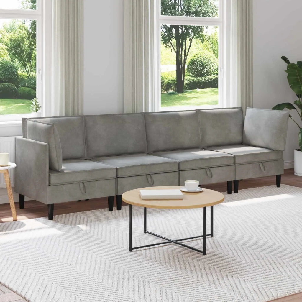 Set di mobili per il soggiorno 4 pcs Grigio Chiaro Velluto 3413729