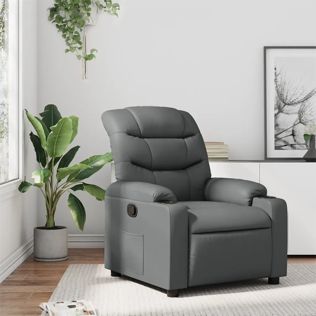 Poltrona | Sedia Relax Reclinabile Grigia in Similpelle