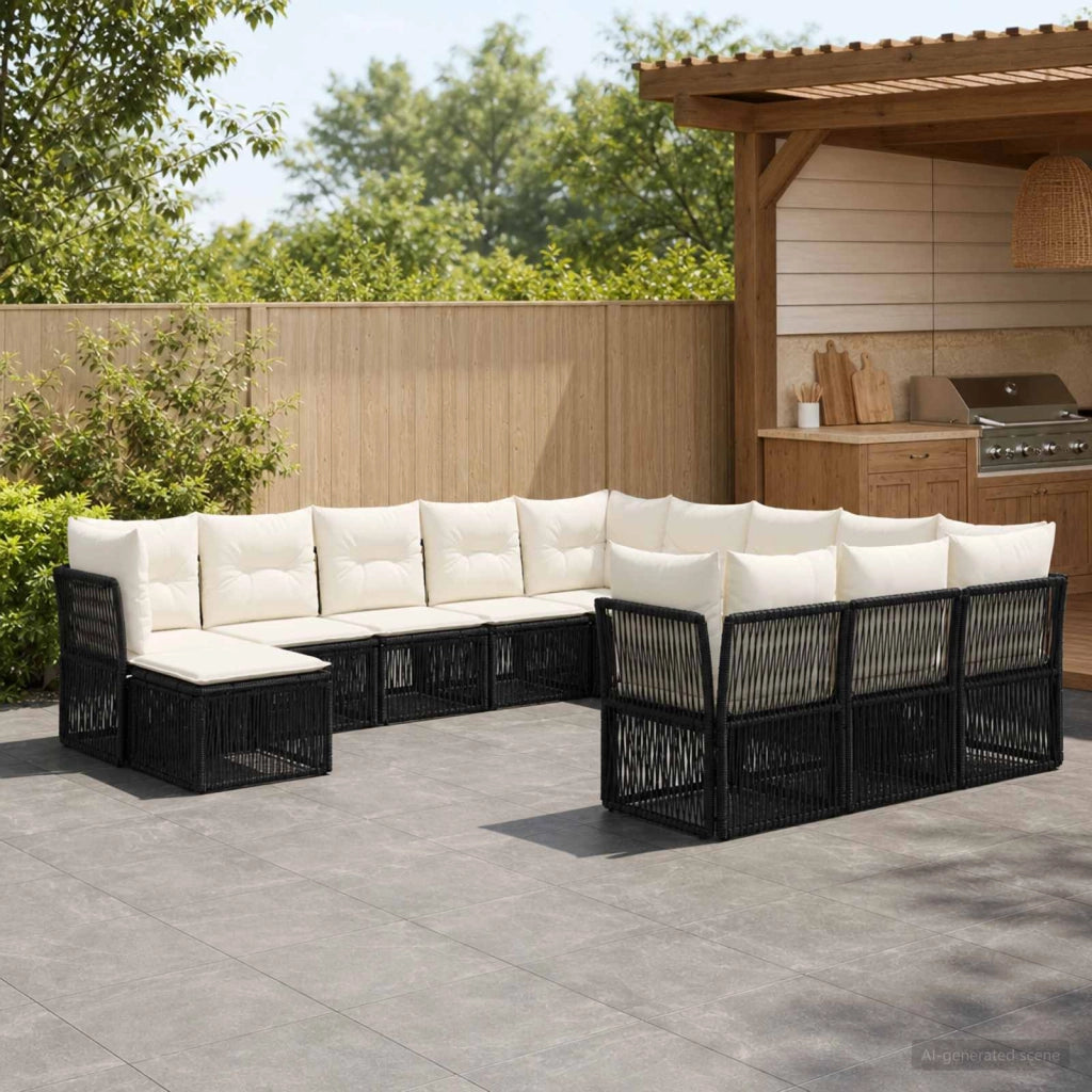 Set Divano da Giardino 12 pz Nero polyrattan 3434458