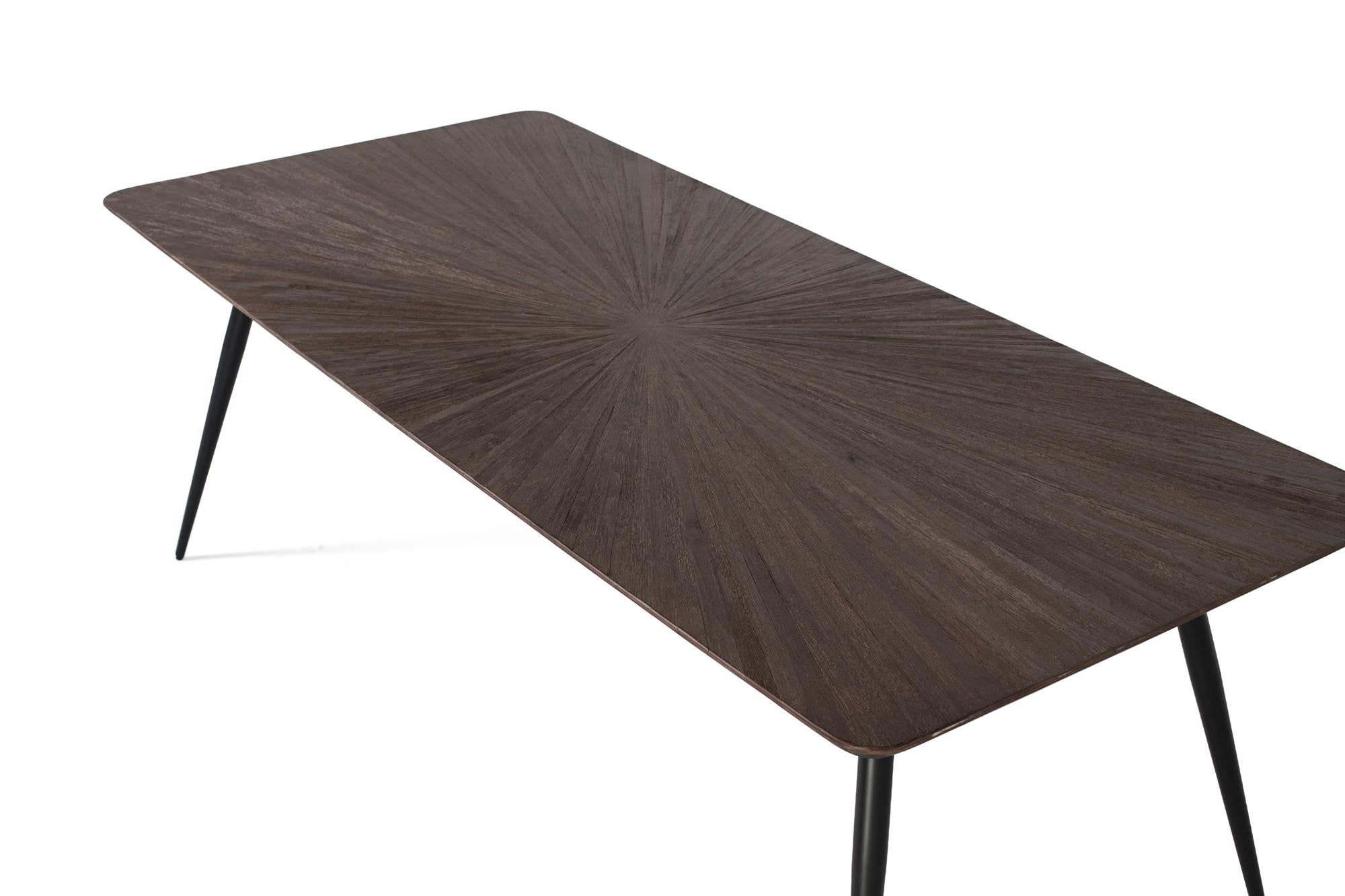 Tavolo da pranzo con piano rettangolare in teak 220 cm