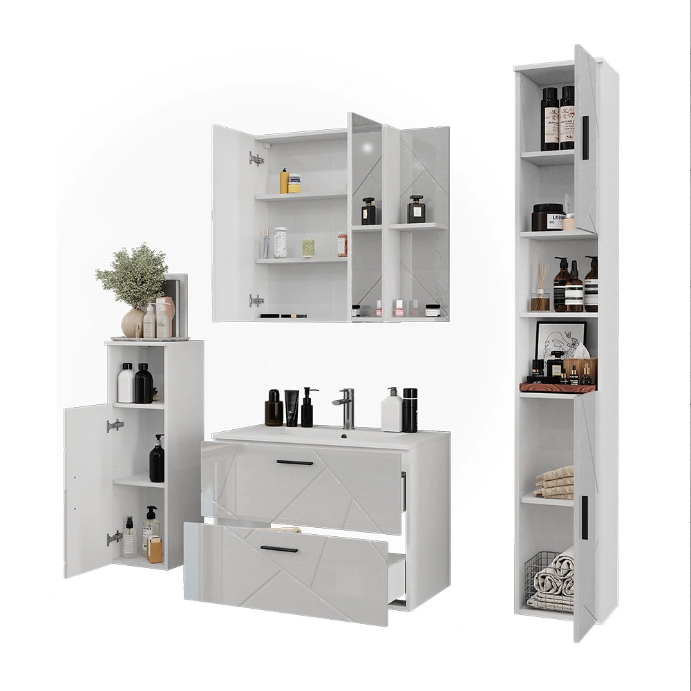 Vicco Set di mobili da bagno Bianco/bianco lucido 5 parti