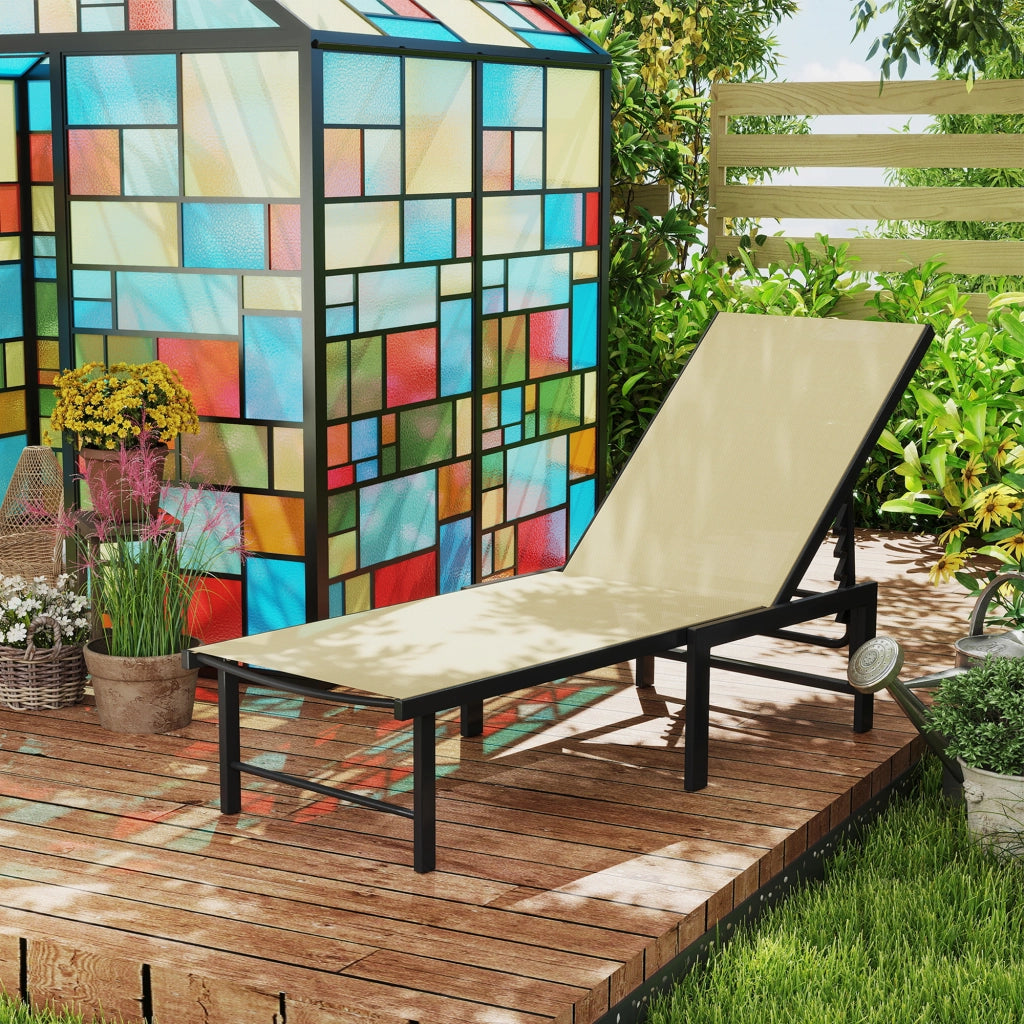 Poltrona Reclinabile da Giardino con Schienale Regolabile ¨C zephmum ¨C Caqui 166x60x84 cm