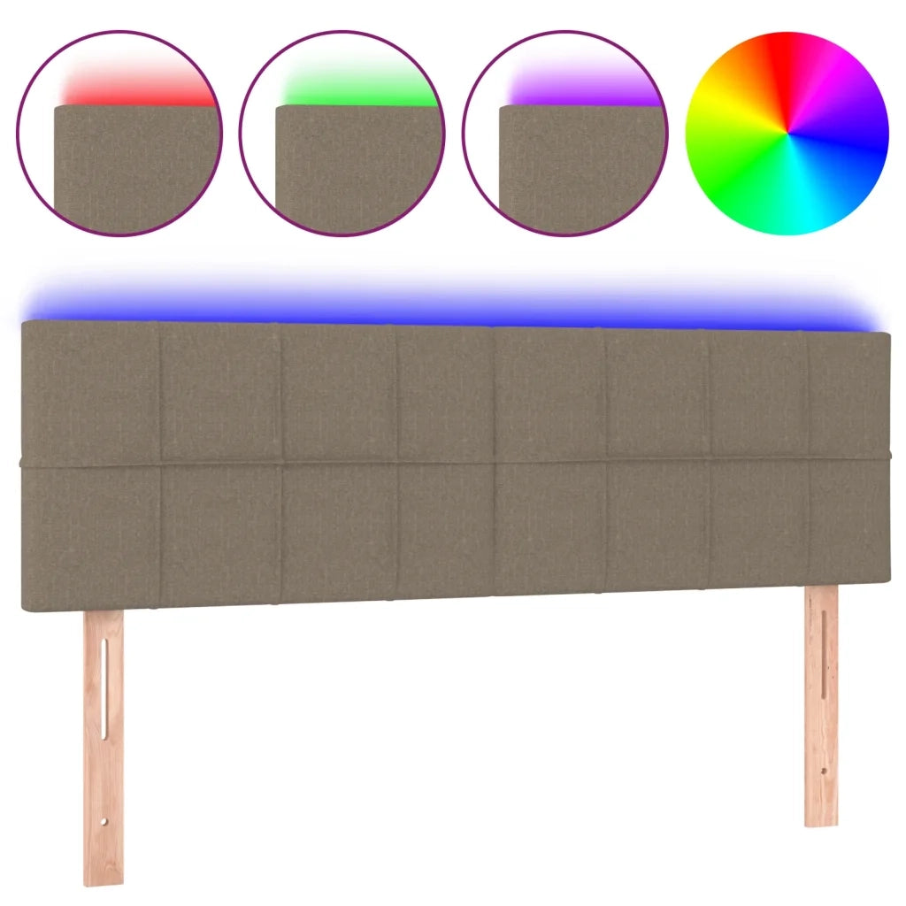 Testiera a LED-Testata con LED Tortora 144x5x78/88 cm in Tessuto 771792