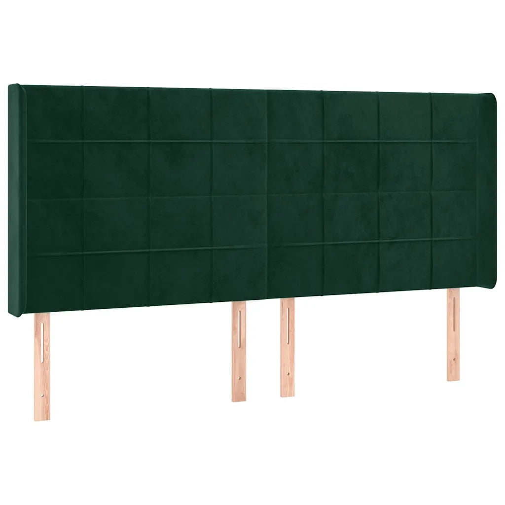 Testiera | Testata ad Orecchio Verde Scuro 183x16x118/128 cm in Velluto