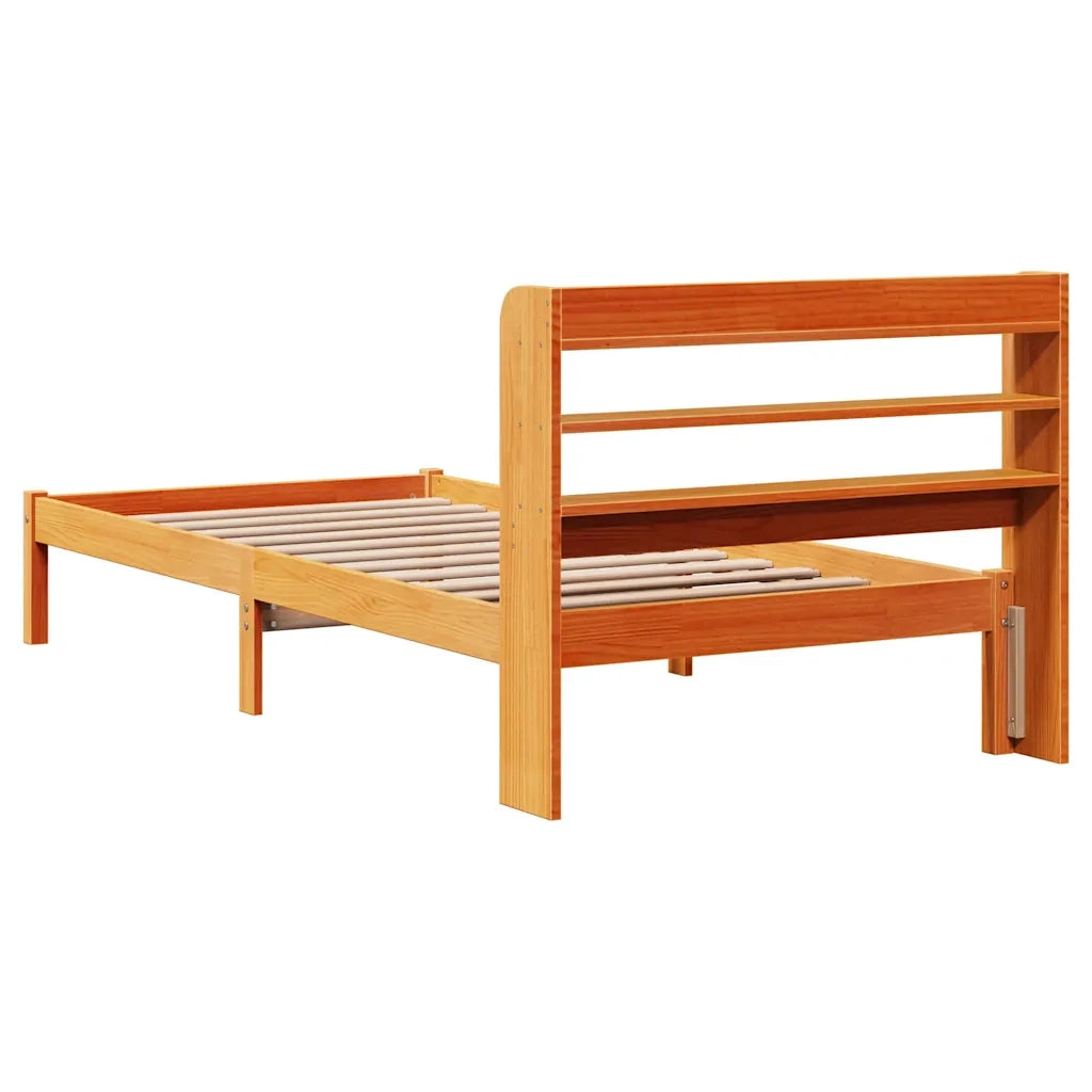 Giroletto con Testiera Marrone Cera 75x190 cm Massello Pino 3306551