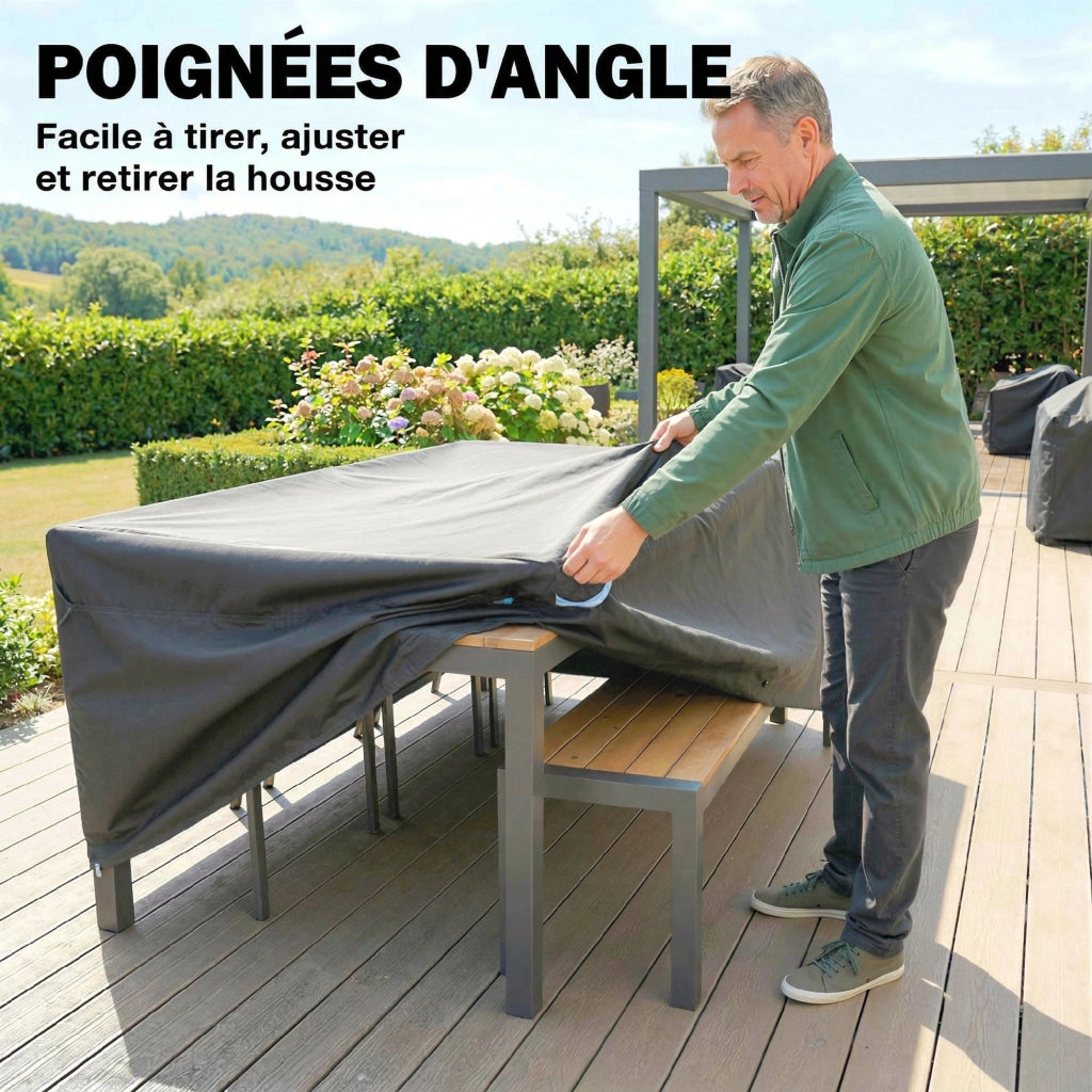 Copertura per Divano da Giardino ¨C Zephmum ¨C Nero 420D Oxford 180x120x74cm