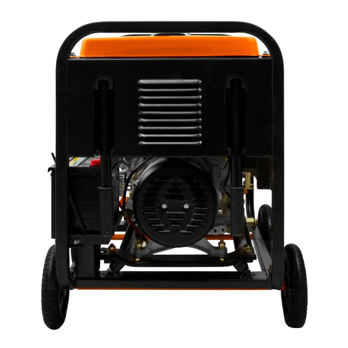 T-Mech 10CV Generatore Portatile Trifase 12.5Lt Diesel 5000W 14 ore di autonomia con meta' Pieno 2 prese da 230V / 400V con 4 ruote facile da trasportare ottimo per Garage Officina Cantiere Campeggio