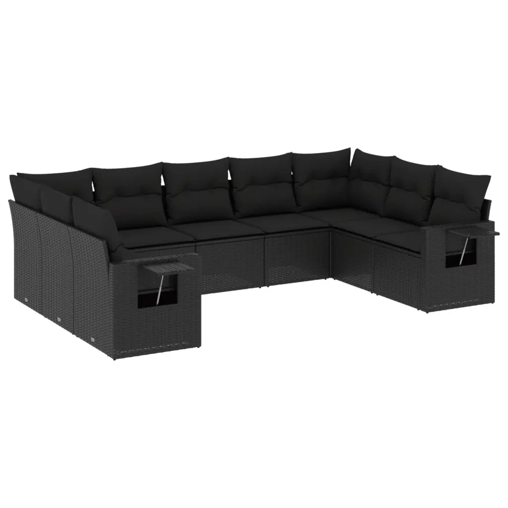 Set Divani da Giardino 9 pz con Cuscini Nero in Polyrattancod mxl 92720