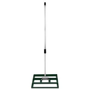 Livellatrice 50cm Rastrello Livellatore Acciaio Verde 1,9m Manico Estensibile Erba