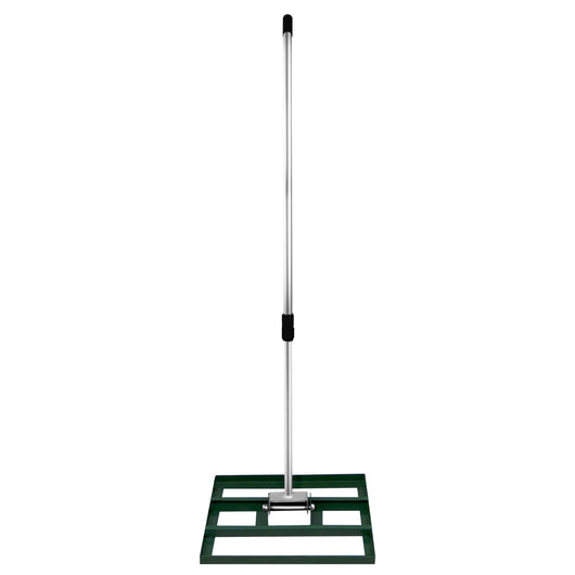 Livellatrice 50cm Rastrello Livellatore Acciaio Verde 1,9m Manico Estensibile Erba