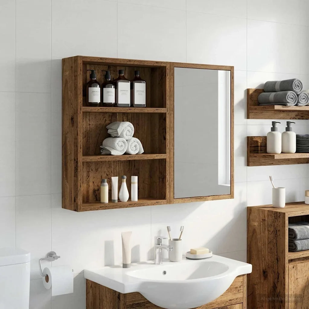 Armadio da Bagno | Mobile da Bagno a muro Legno vecchio 40 x 10 x 50 cm