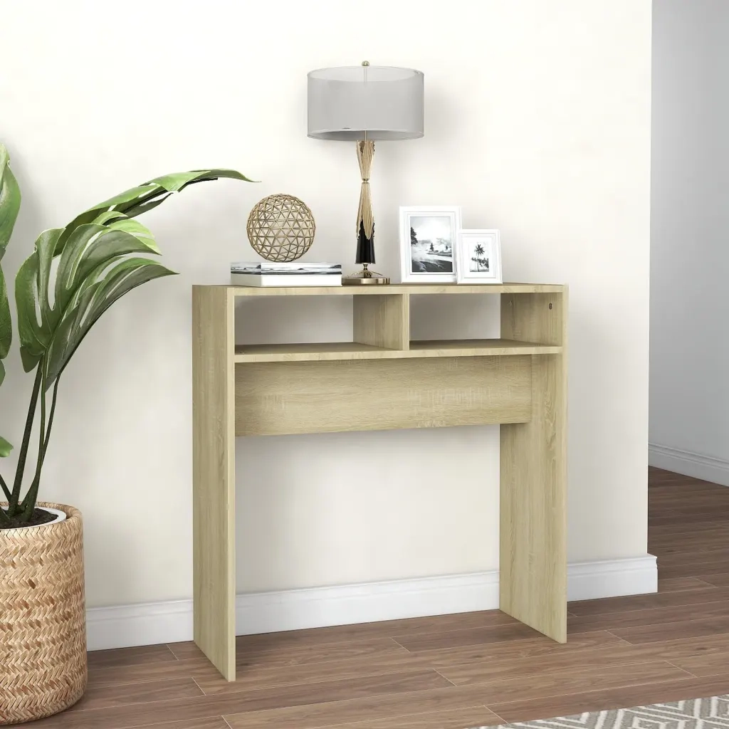 Tavolino Consolle Rovere Sonoma 78x30x80cm in Legno Multistrato 808299