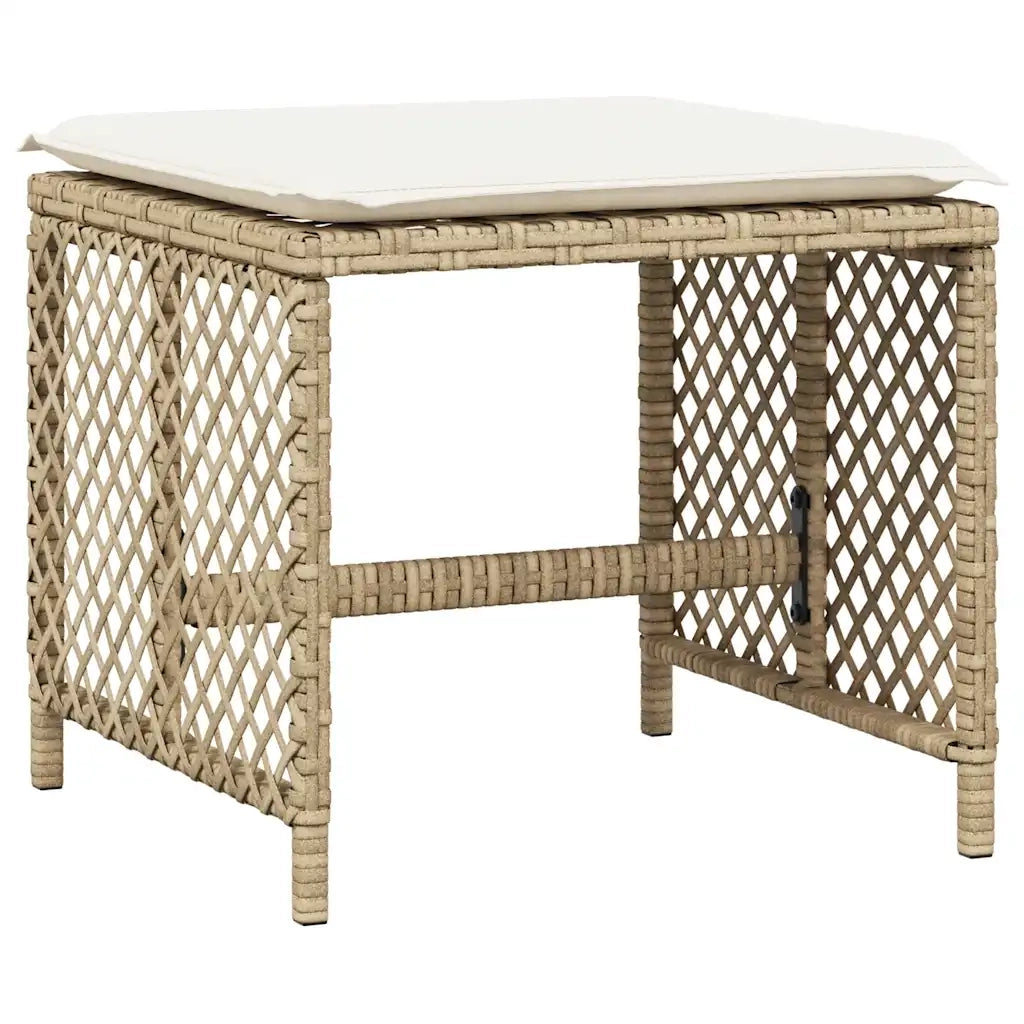 Set da Pranzo da Giardino 17 pz con Cuscini Beige in Polyrattan